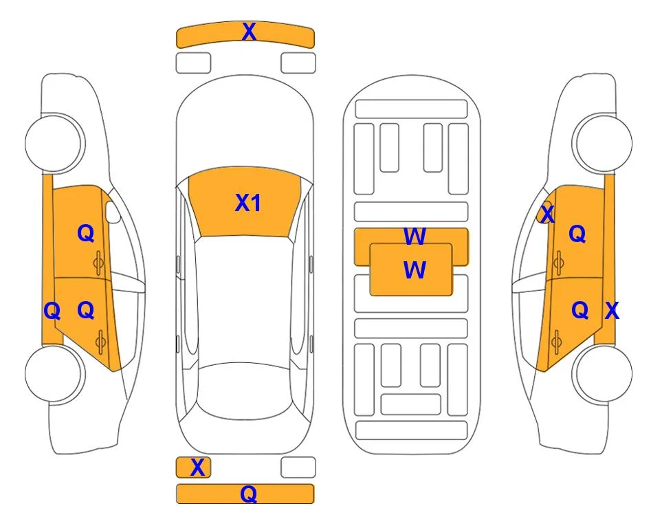 Схема кузова с отметками аукциона Lotte Auto Auction
