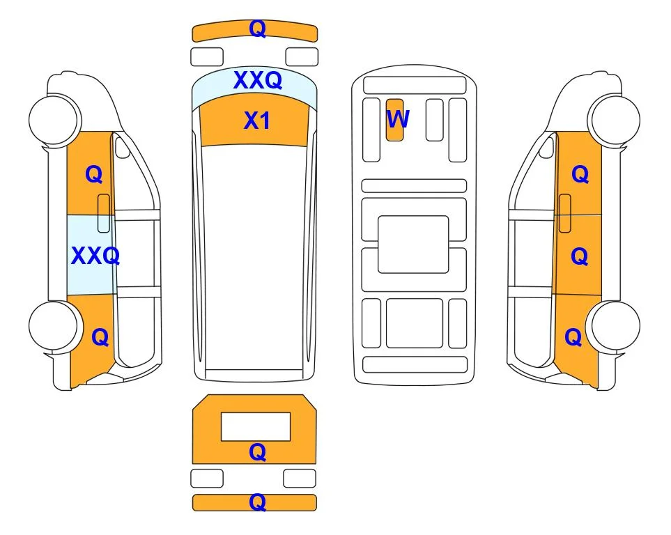Схема кузова с отметками аукциона Lotte Auto Auction