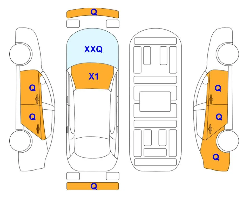 Схема кузова с отметками аукциона Lotte Auto Auction