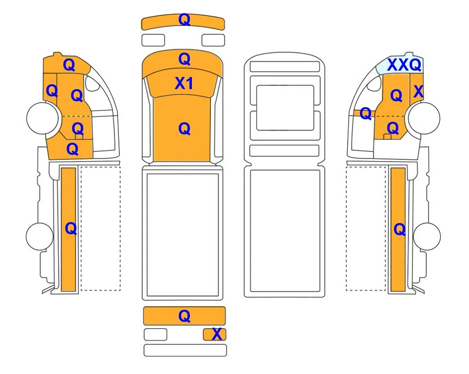 Схема кузова с отметками аукциона Lotte Auto Auction