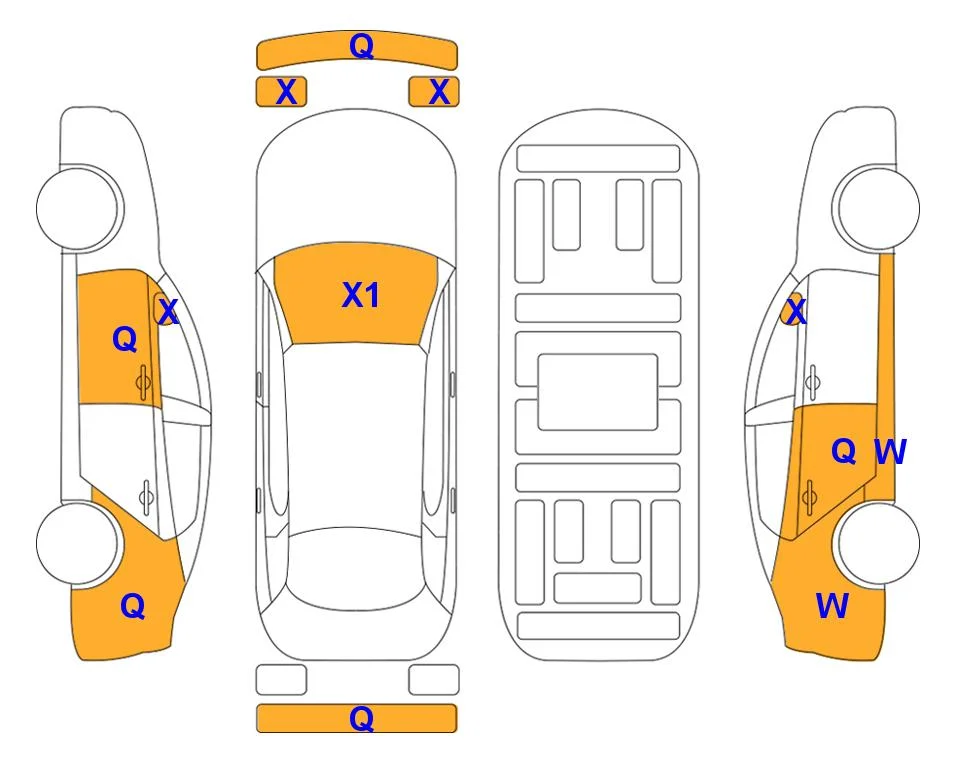 Схема кузова с отметками аукциона Lotte Auto Auction