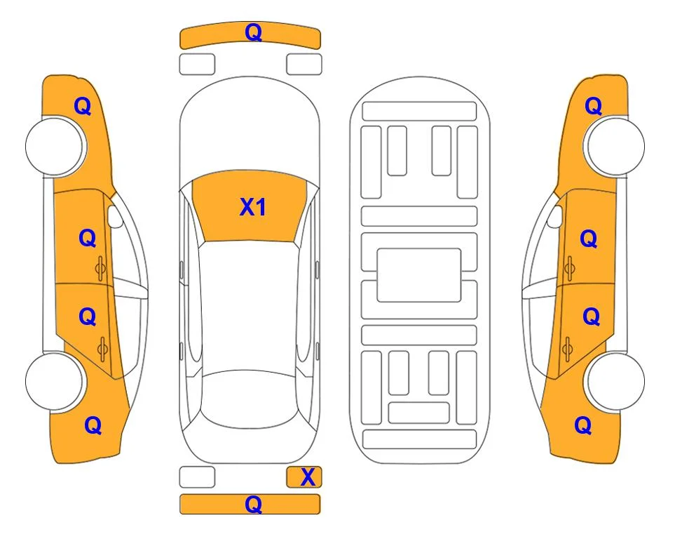 Схема кузова с отметками аукциона Lotte Auto Auction