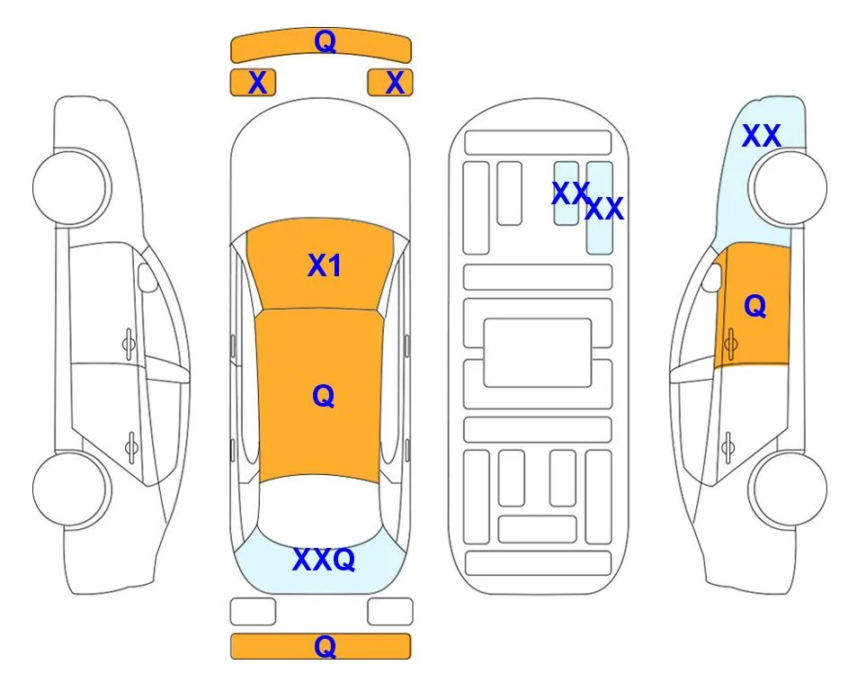 Body diagram with the marks of Lotte Auto Auction