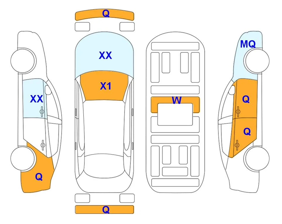 Схема кузова с отметками аукциона Lotte Auto Auction
