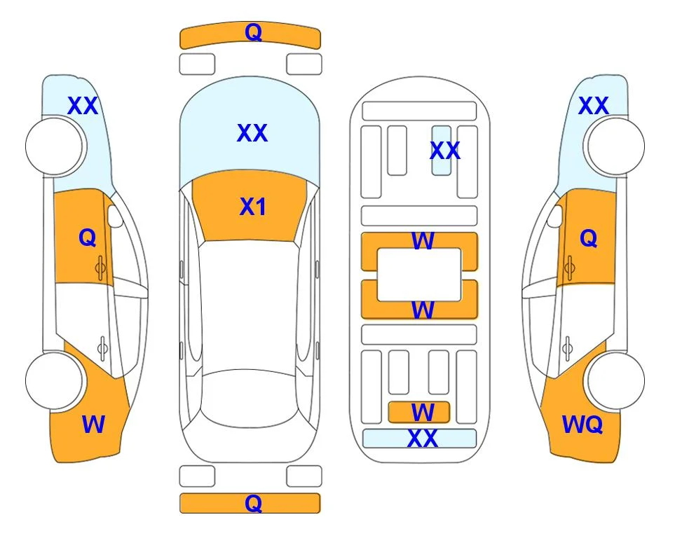 Body diagram with the marks of Lotte Auto Auction
