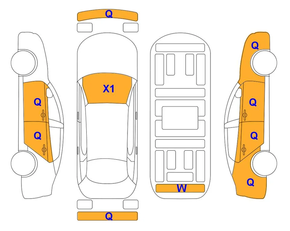 Схема кузова с отметками аукциона Lotte Auto Auction