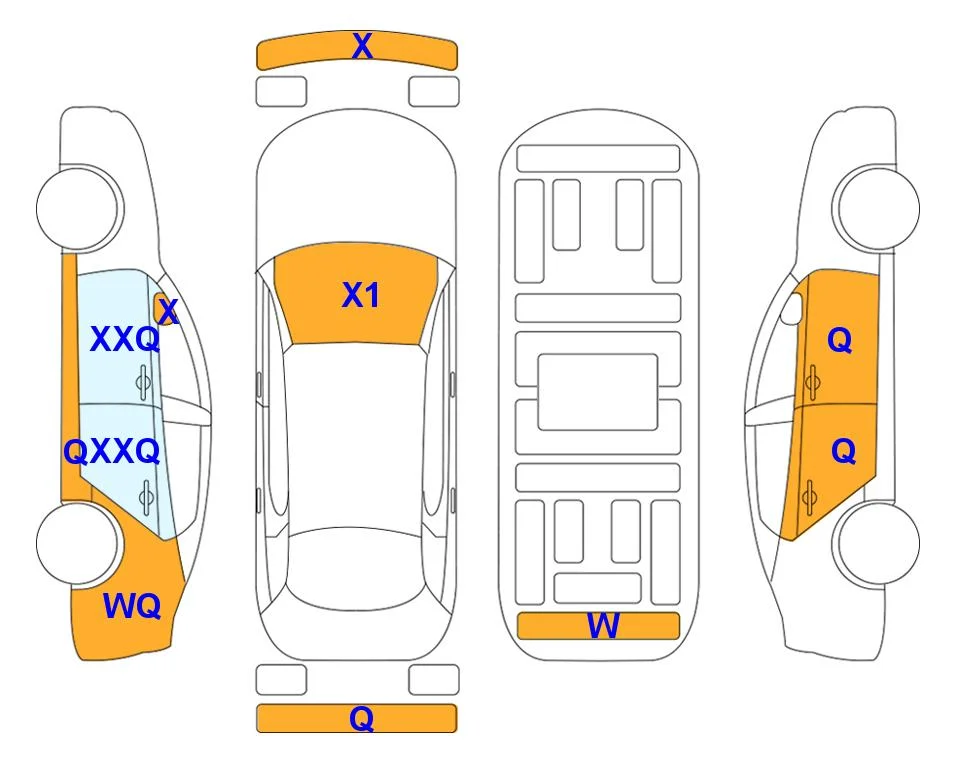 Схема кузова с отметками аукциона Lotte Auto Auction