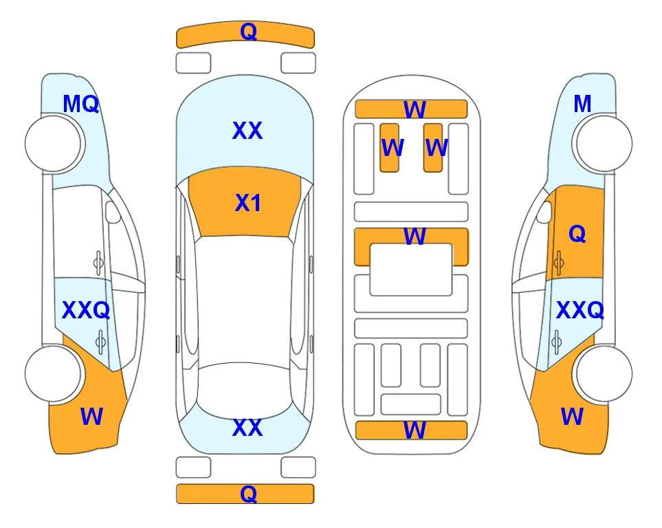 Схема кузова с отметками аукциона Lotte Auto Auction