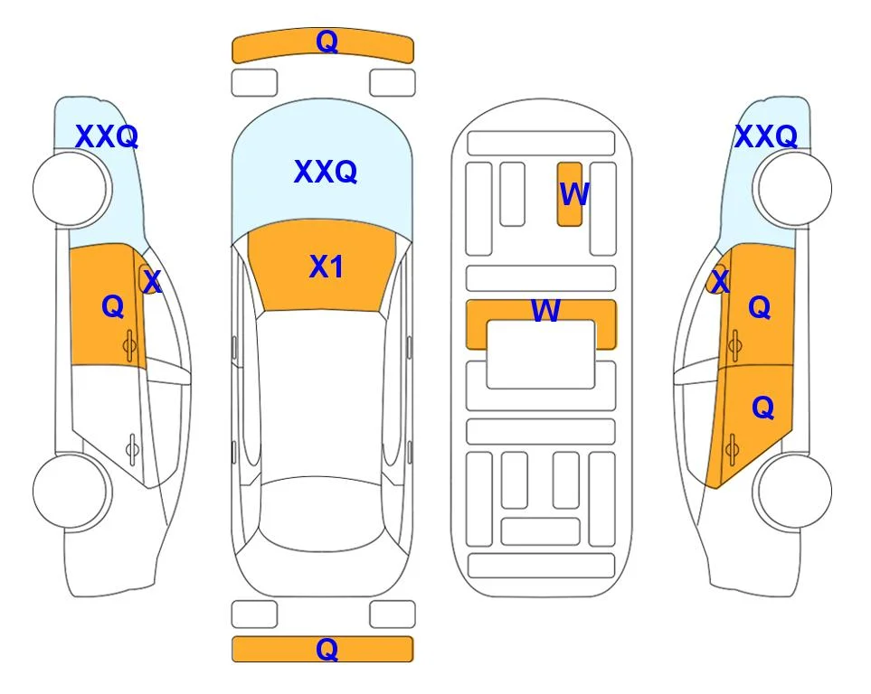 Схема кузова с отметками аукциона Lotte Auto Auction