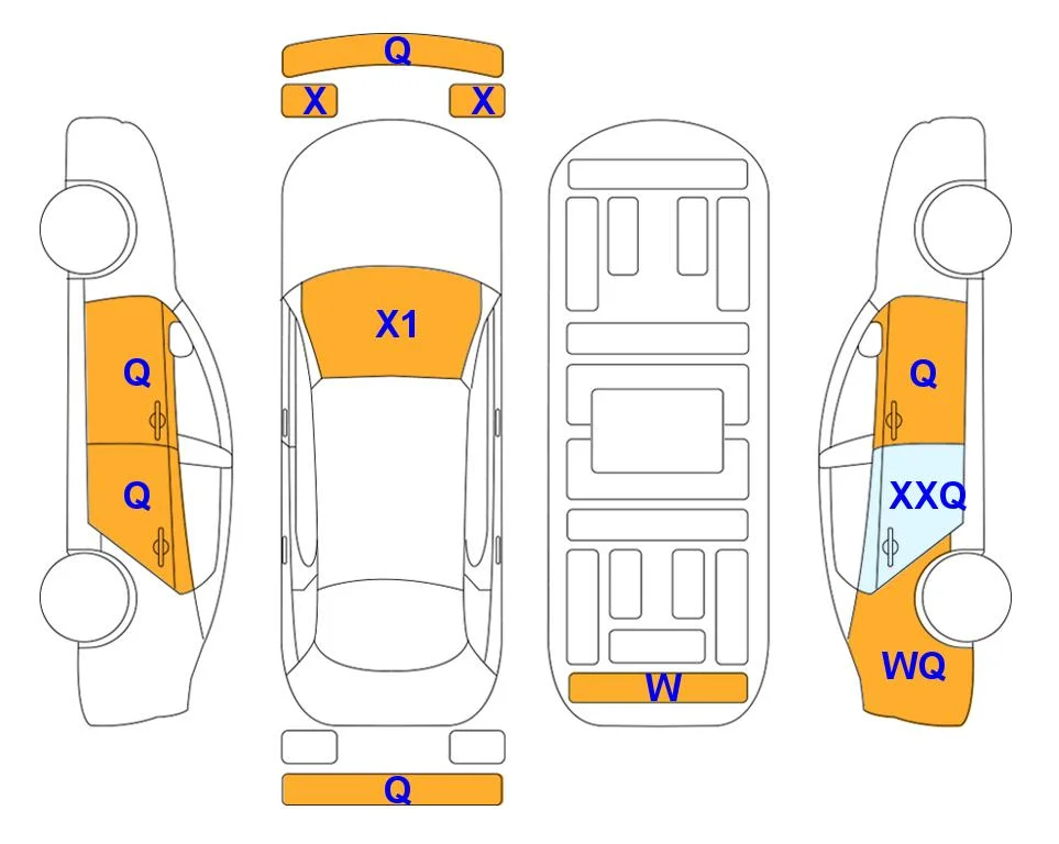 Схема кузова с отметками аукциона Lotte Auto Auction