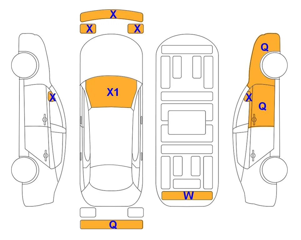Body diagram with the marks of Lotte Auto Auction