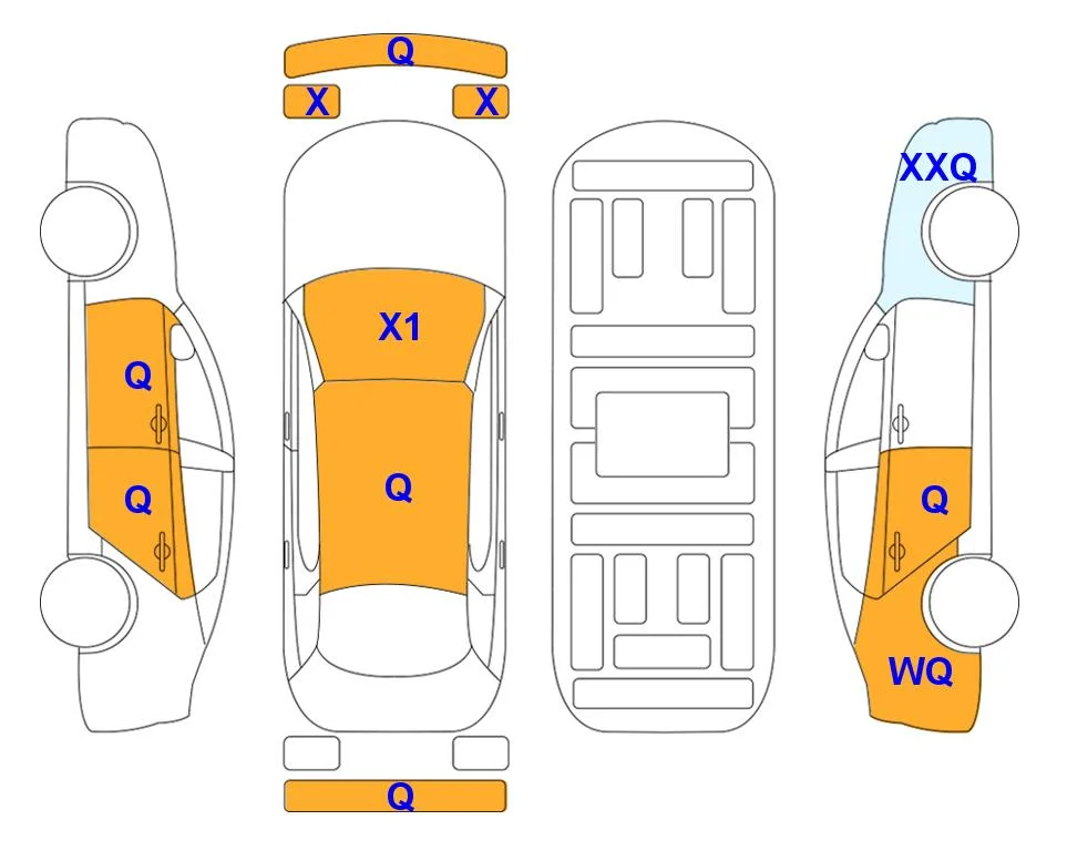 Body diagram with the marks of Lotte Auto Auction