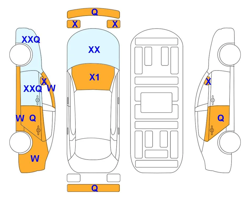 Схема кузова с отметками аукциона Lotte Auto Auction