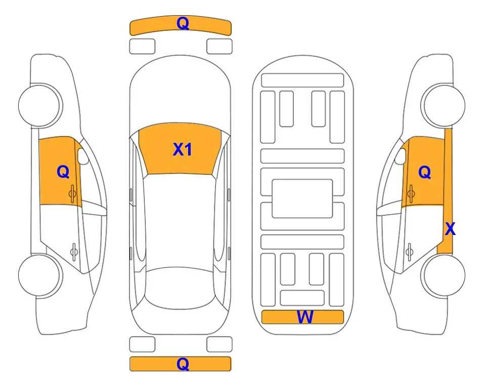 Схема кузова с отметками аукциона Lotte Auto Auction