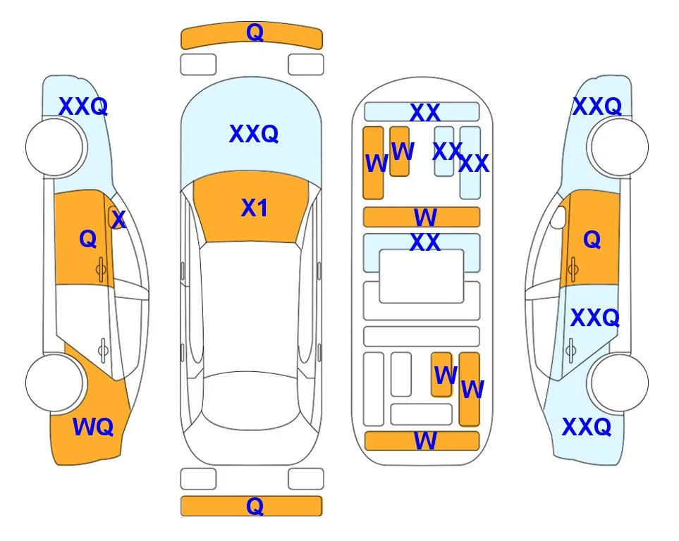 Схема кузова с отметками аукциона Lotte Auto Auction