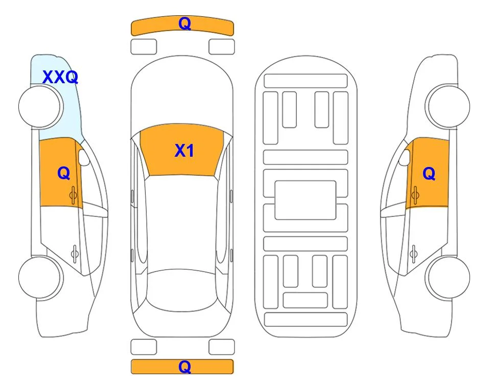 Схема кузова с отметками аукциона Lotte Auto Auction