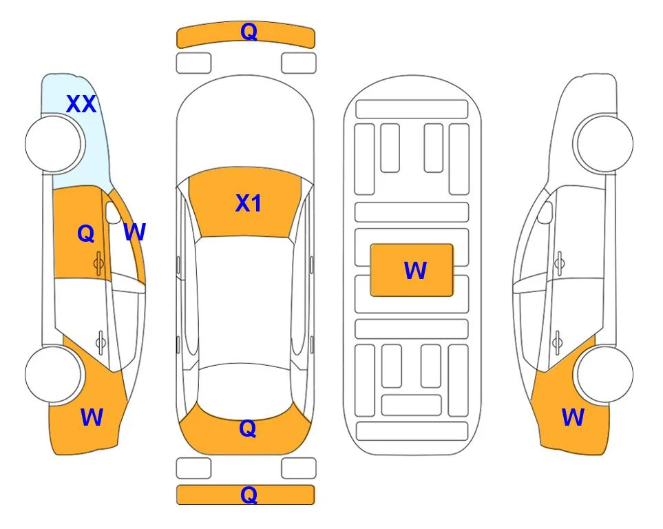 Body diagram with the marks of Lotte Auto Auction