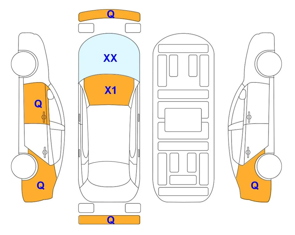 Схема кузова с отметками аукциона Lotte Auto Auction