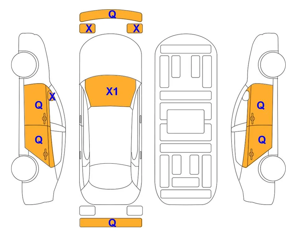 Схема кузова с отметками аукциона Lotte Auto Auction
