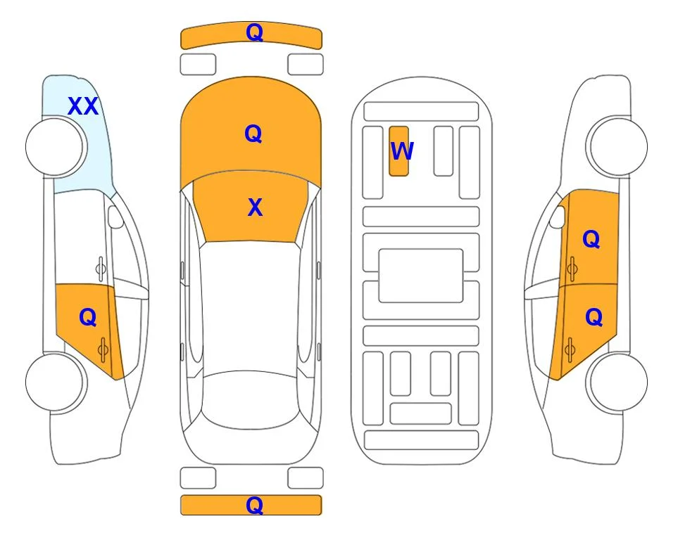 Схема кузова с отметками аукциона Lotte Auto Auction