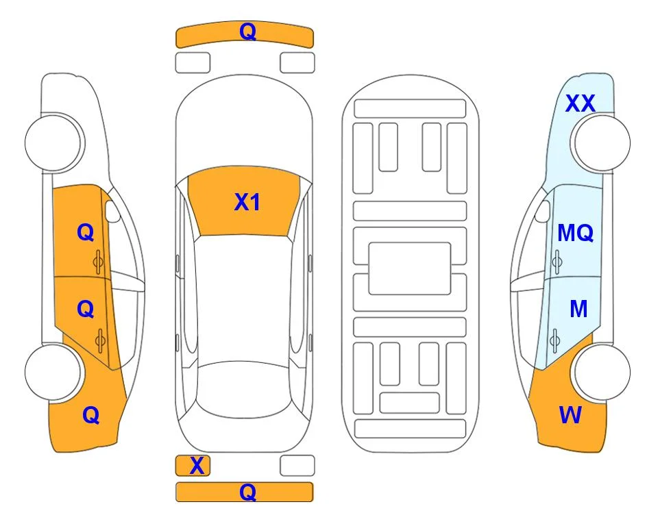 Схема кузова с отметками аукциона Lotte Auto Auction