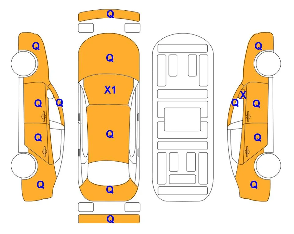Схема кузова с отметками аукциона Lotte Auto Auction