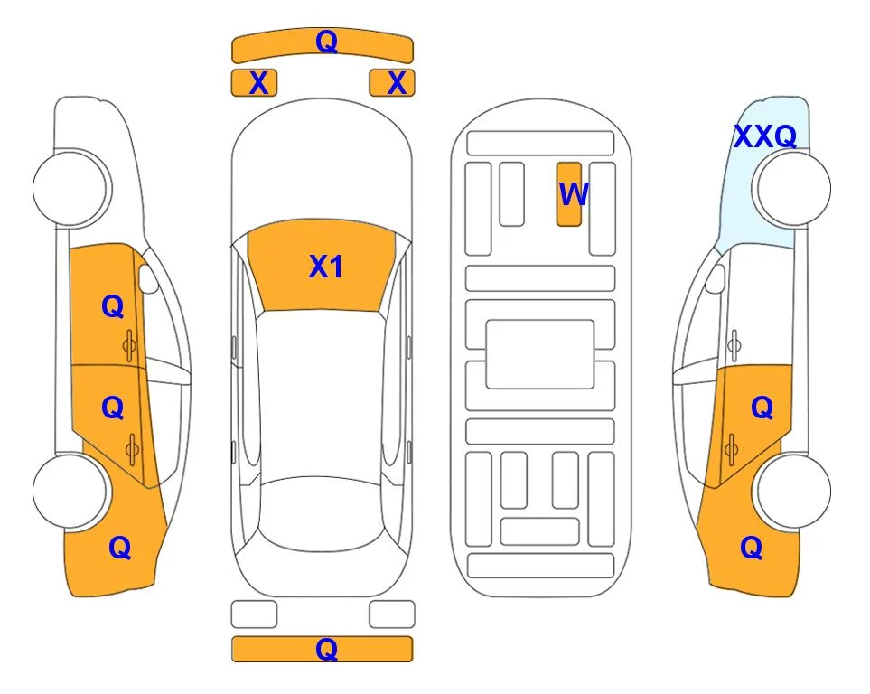 Схема кузова с отметками аукциона Lotte Auto Auction