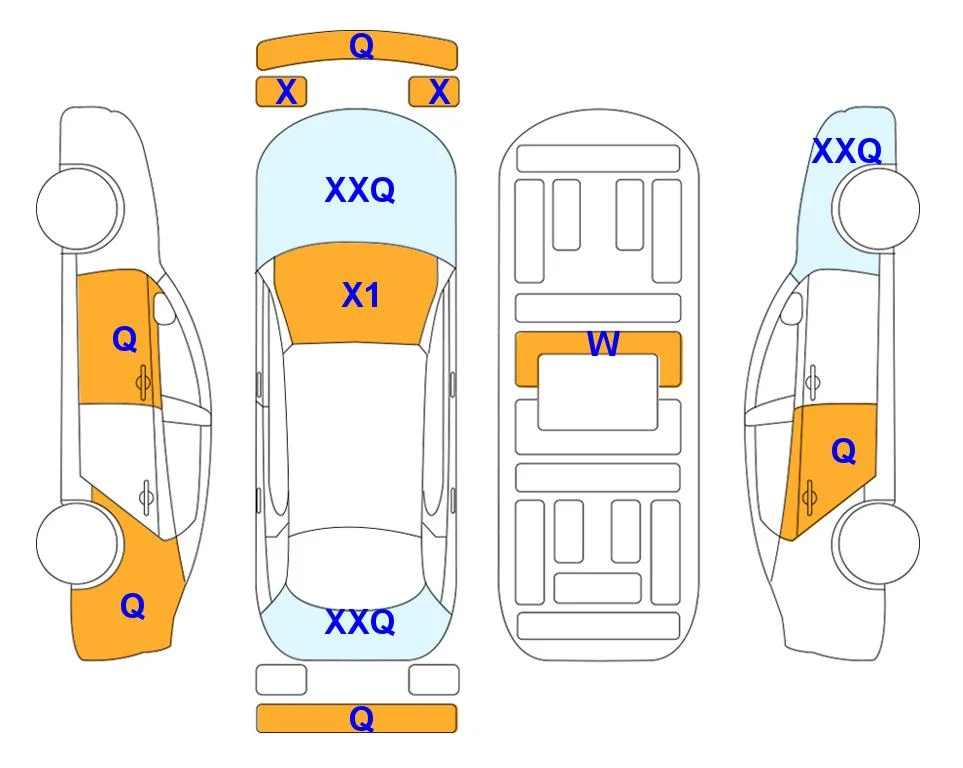 Схема кузова с отметками аукциона Lotte Auto Auction