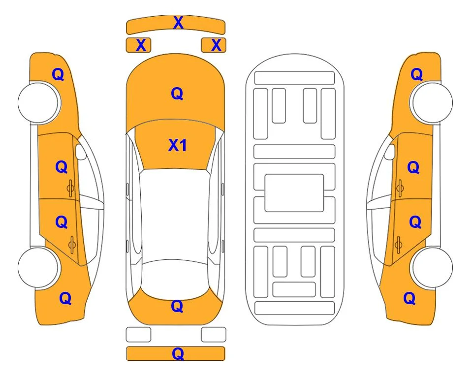 Схема кузова с отметками аукциона Lotte Auto Auction