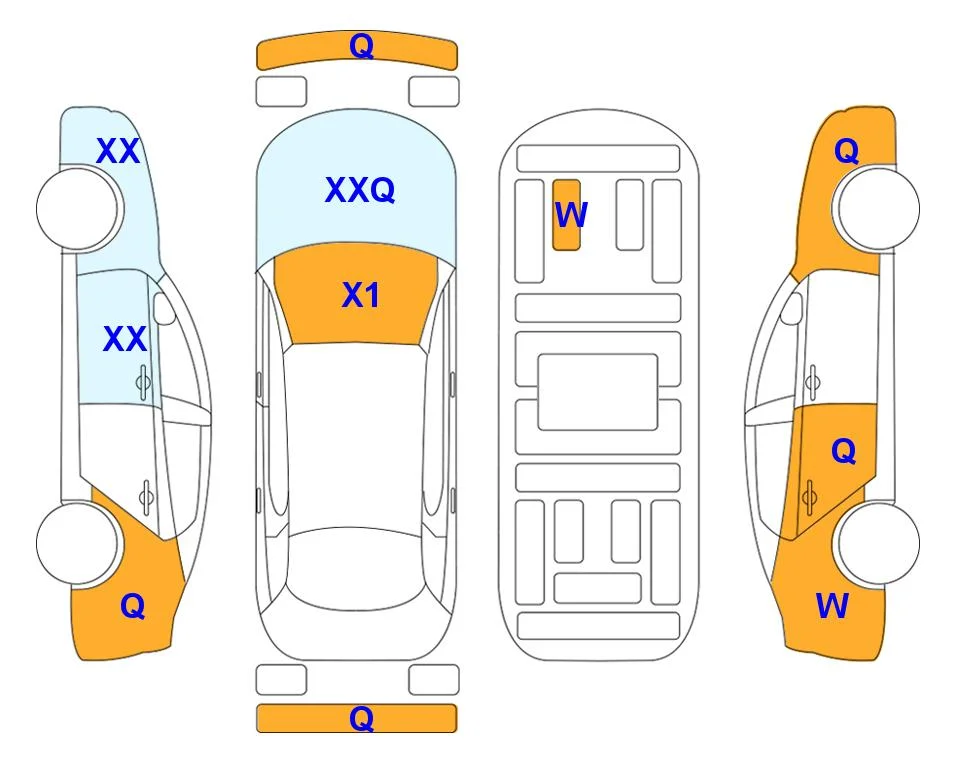 Схема кузова с отметками аукциона Lotte Auto Auction