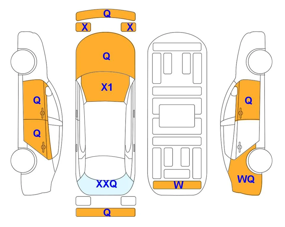 Body diagram with the marks of Lotte Auto Auction