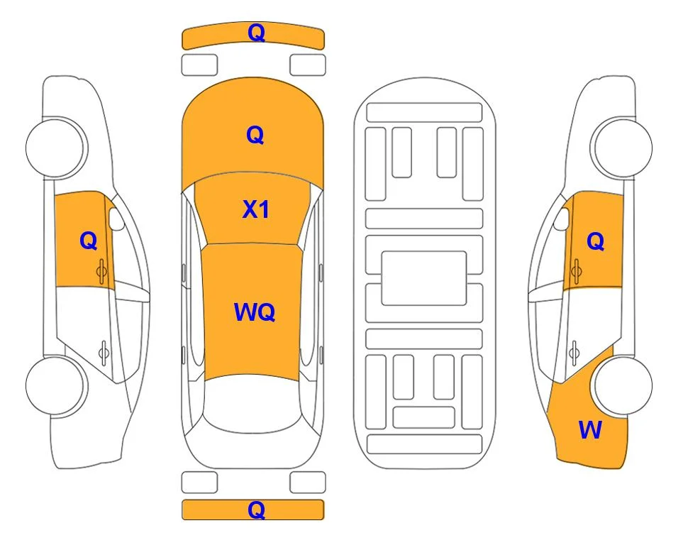 Схема кузова с отметками аукциона Lotte Auto Auction