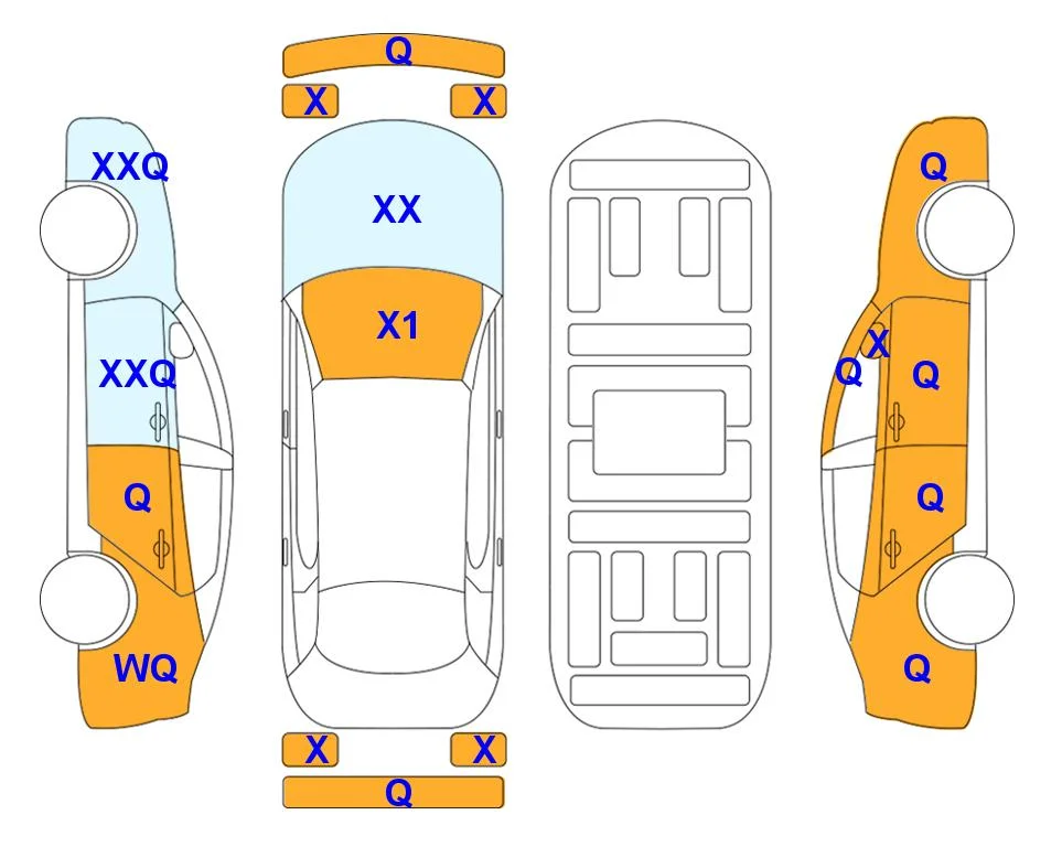 Схема кузова с отметками аукциона Lotte Auto Auction