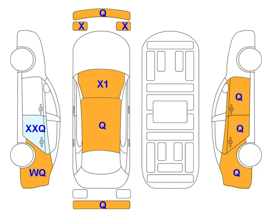 Схема кузова с отметками аукциона Lotte Auto Auction