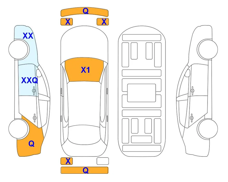 Схема кузова с отметками аукциона Lotte Auto Auction