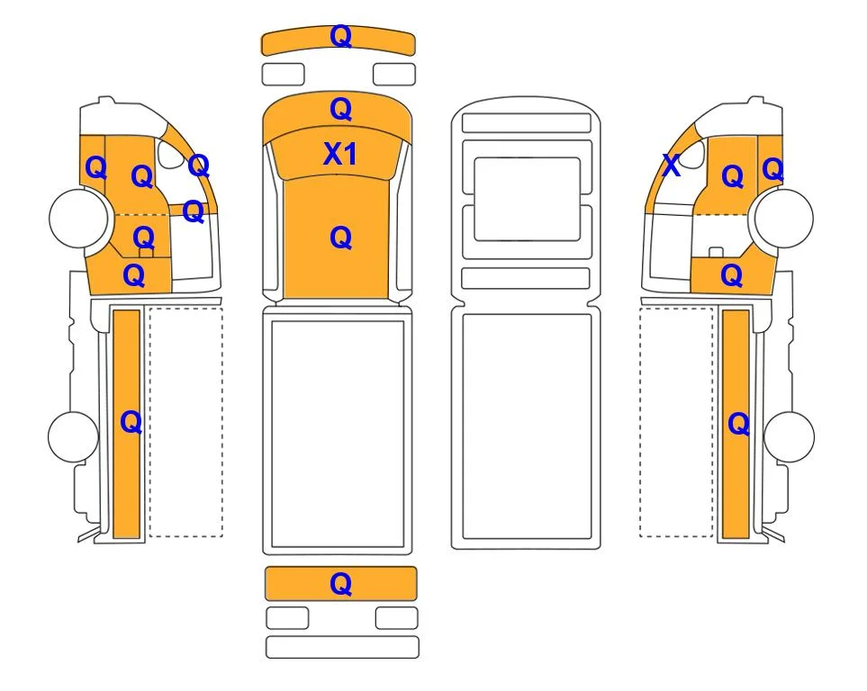 Схема кузова с отметками аукциона Lotte Auto Auction