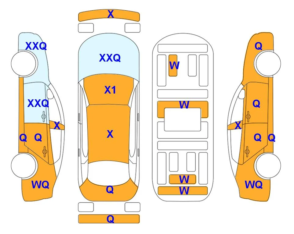 Схема кузова с отметками аукциона Lotte Auto Auction
