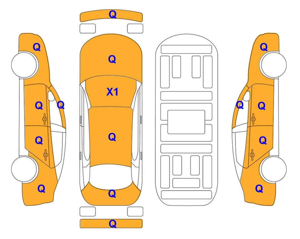 Схема кузова с отметками аукциона Lotte Auto Auction
