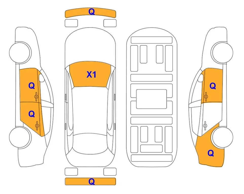 Схема кузова с отметками аукциона Lotte Auto Auction