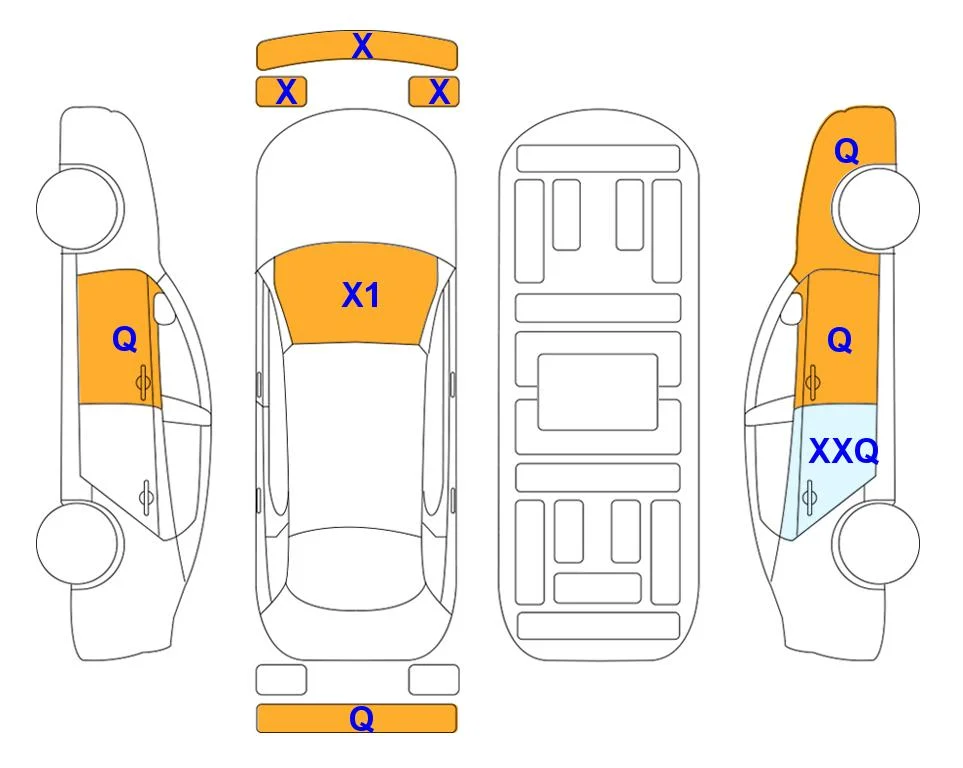 Схема кузова с отметками аукциона Lotte Auto Auction