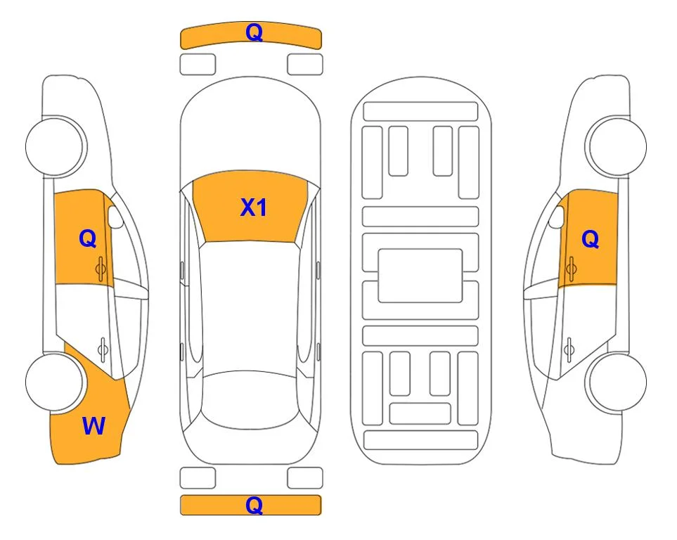 Схема кузова с отметками аукциона Lotte Auto Auction