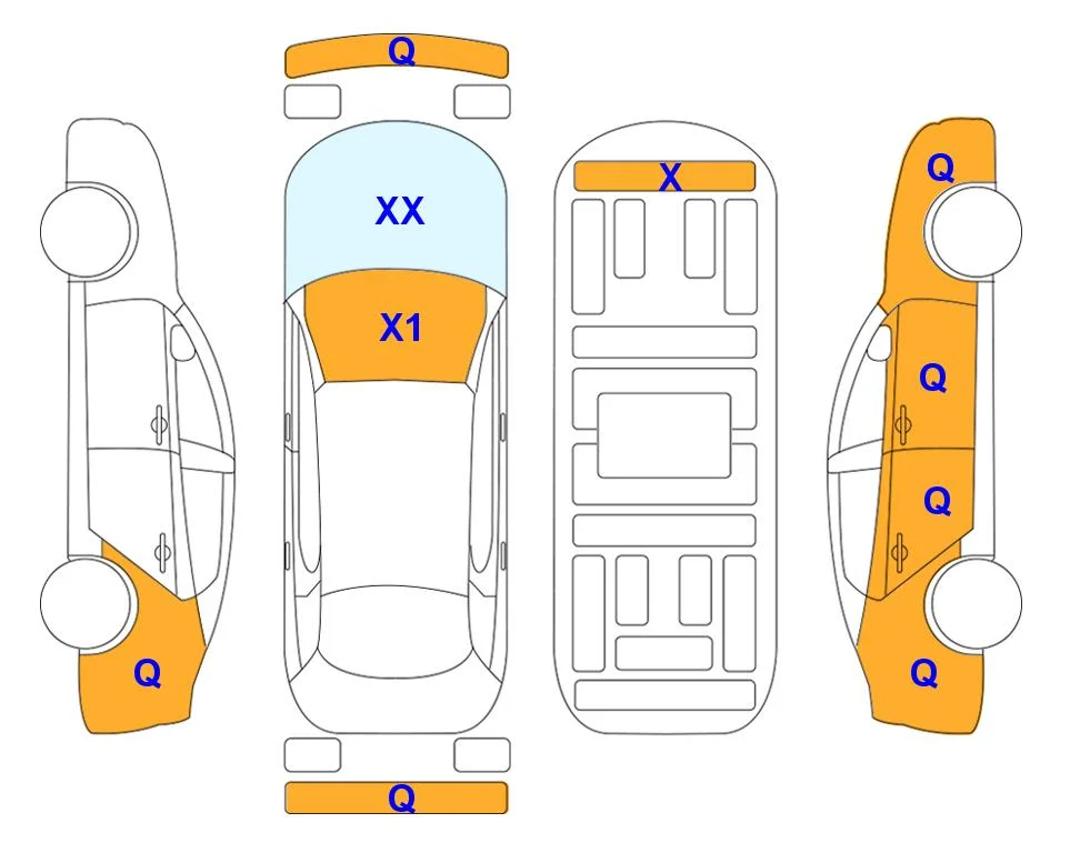 Схема кузова с отметками аукциона Lotte Auto Auction