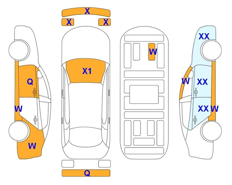 Body diagram with the marks of Lotte Auto Auction