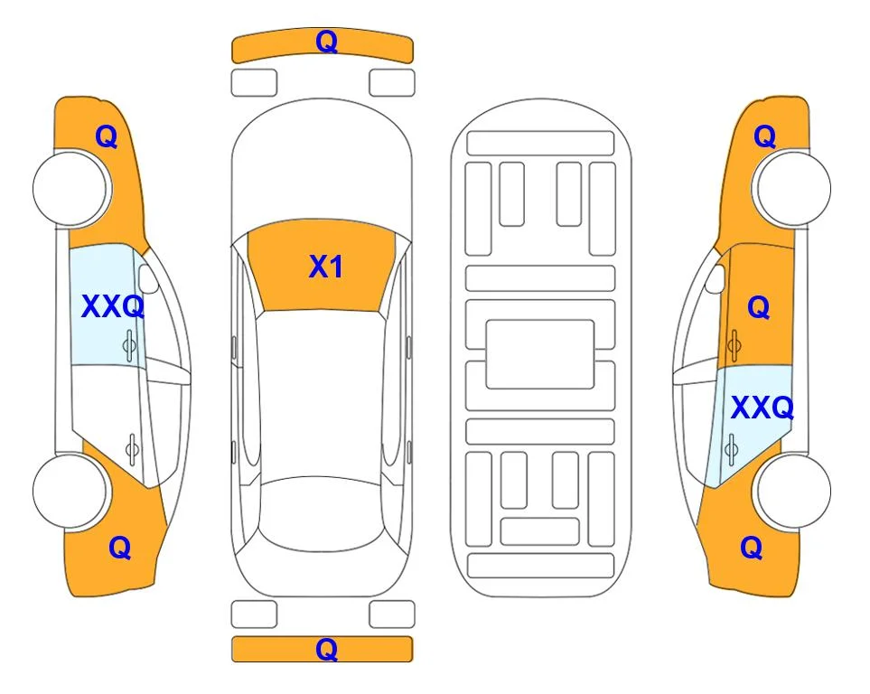 Схема кузова с отметками аукциона Lotte Auto Auction
