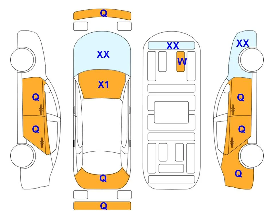 Схема кузова с отметками аукциона Lotte Auto Auction
