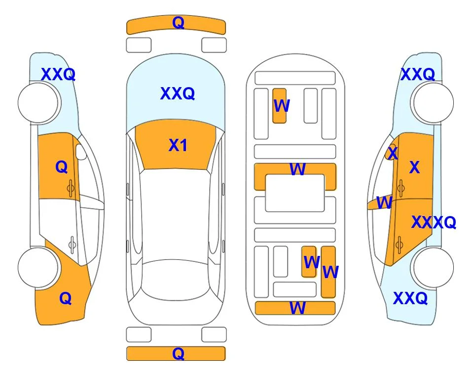 Схема кузова с отметками аукциона Lotte Auto Auction