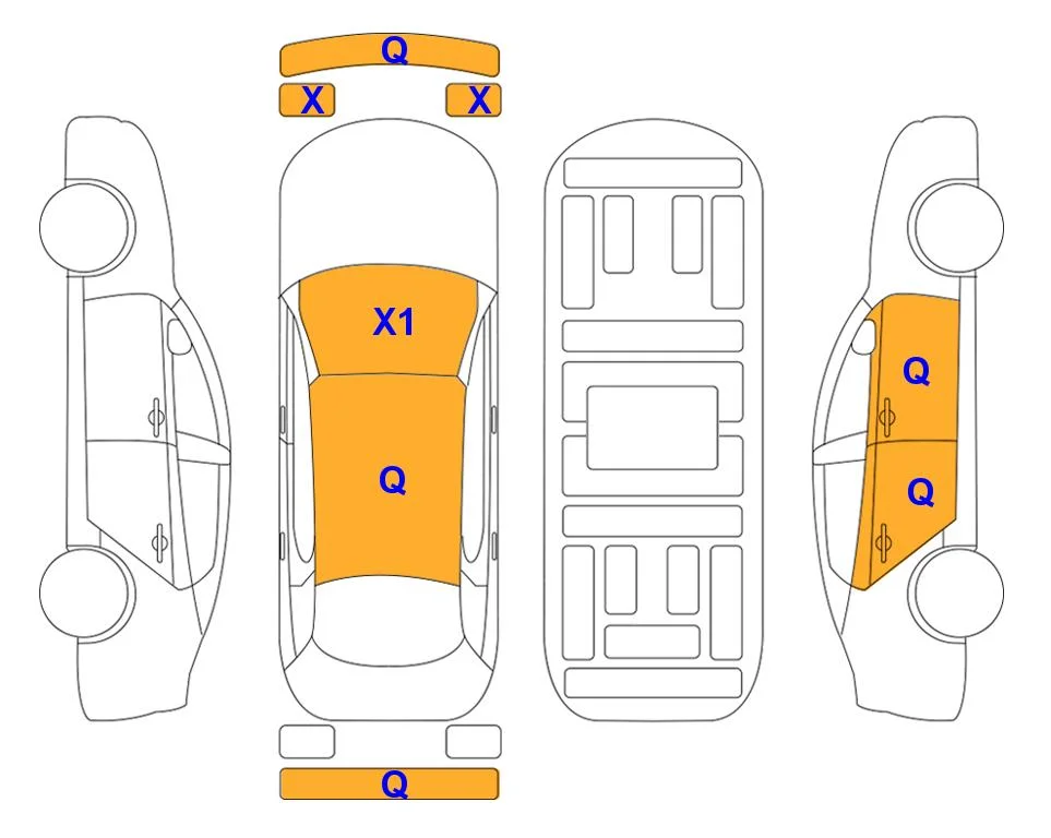 Схема кузова с отметками аукциона Lotte Auto Auction