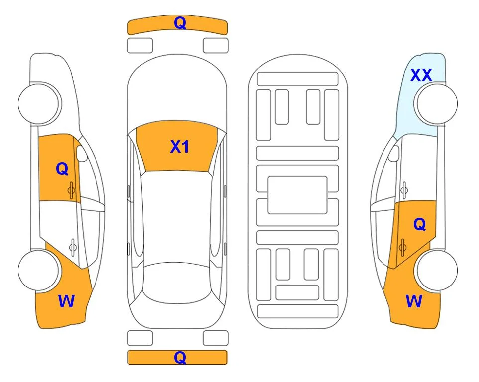 Схема кузова с отметками аукциона Lotte Auto Auction