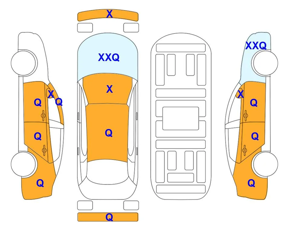 Схема кузова с отметками аукциона Lotte Auto Auction