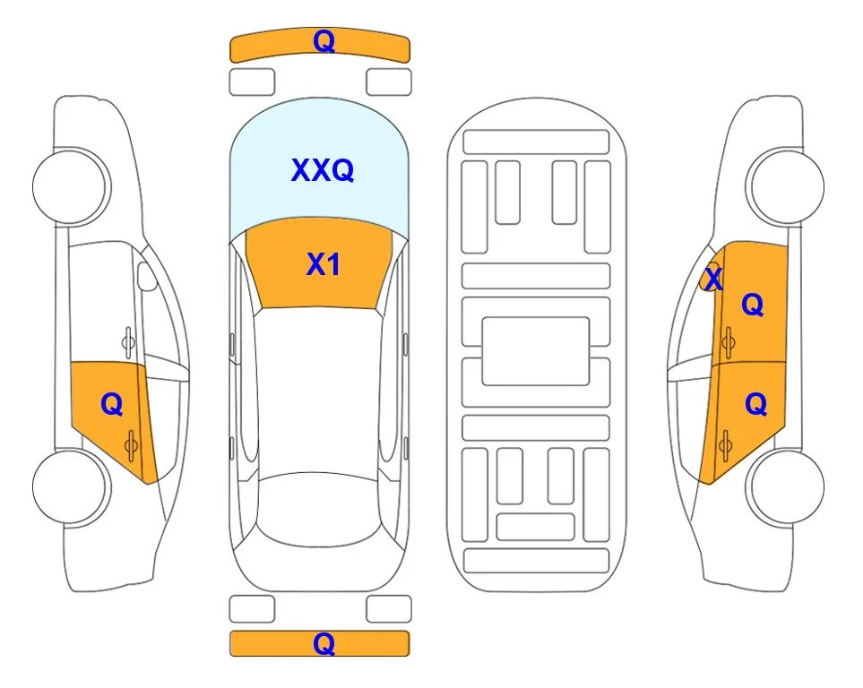Схема кузова с отметками аукциона Lotte Auto Auction